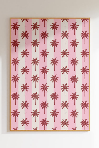 Palm Tree Stripe in Pink & Maroon (SAMPLE)