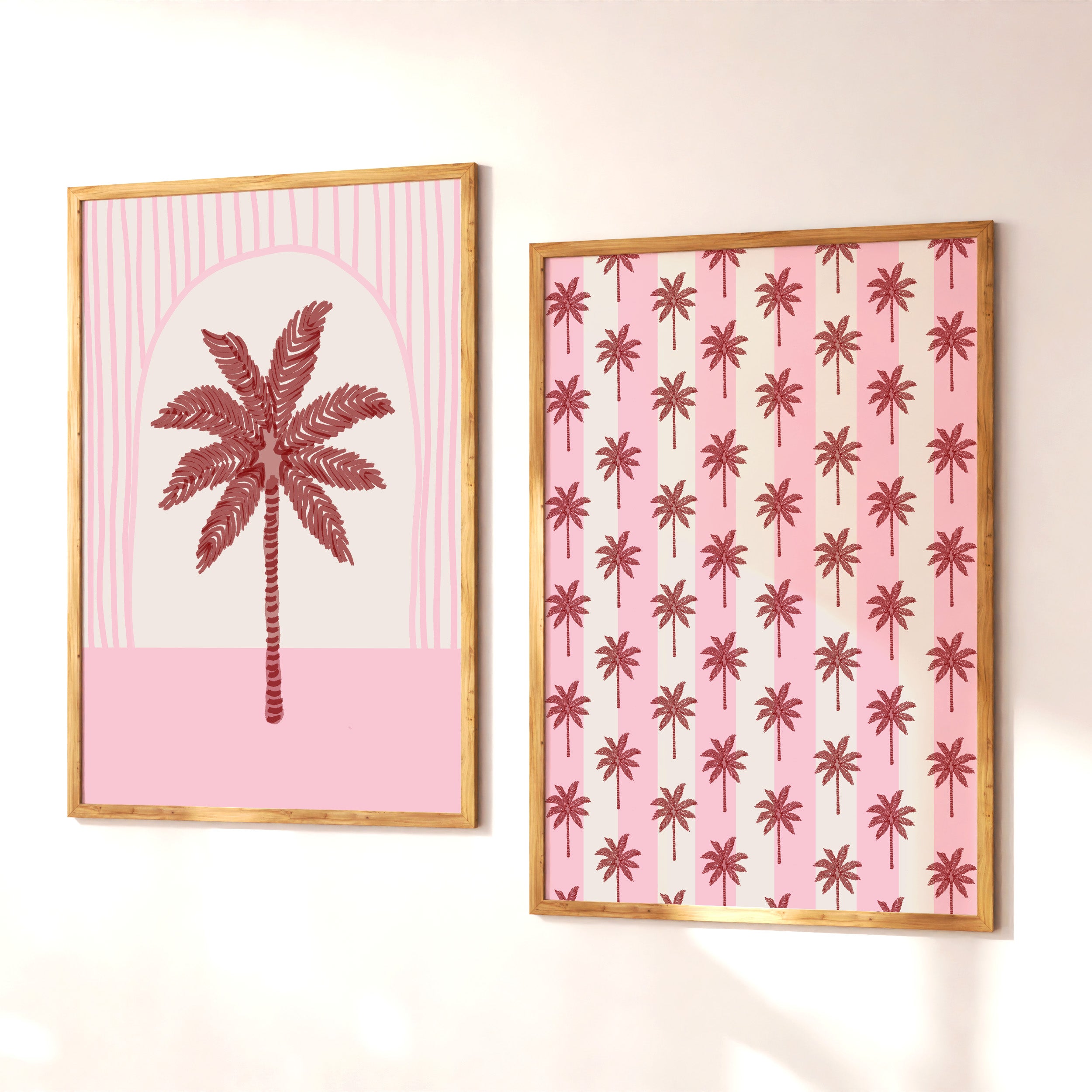 Palm Tree Stripe in Pink & Maroon