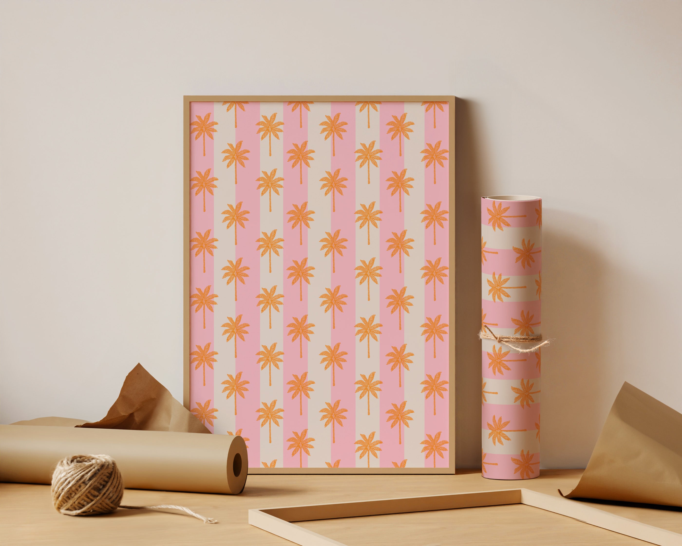 Palm Tree Stripe in Pink & Orange