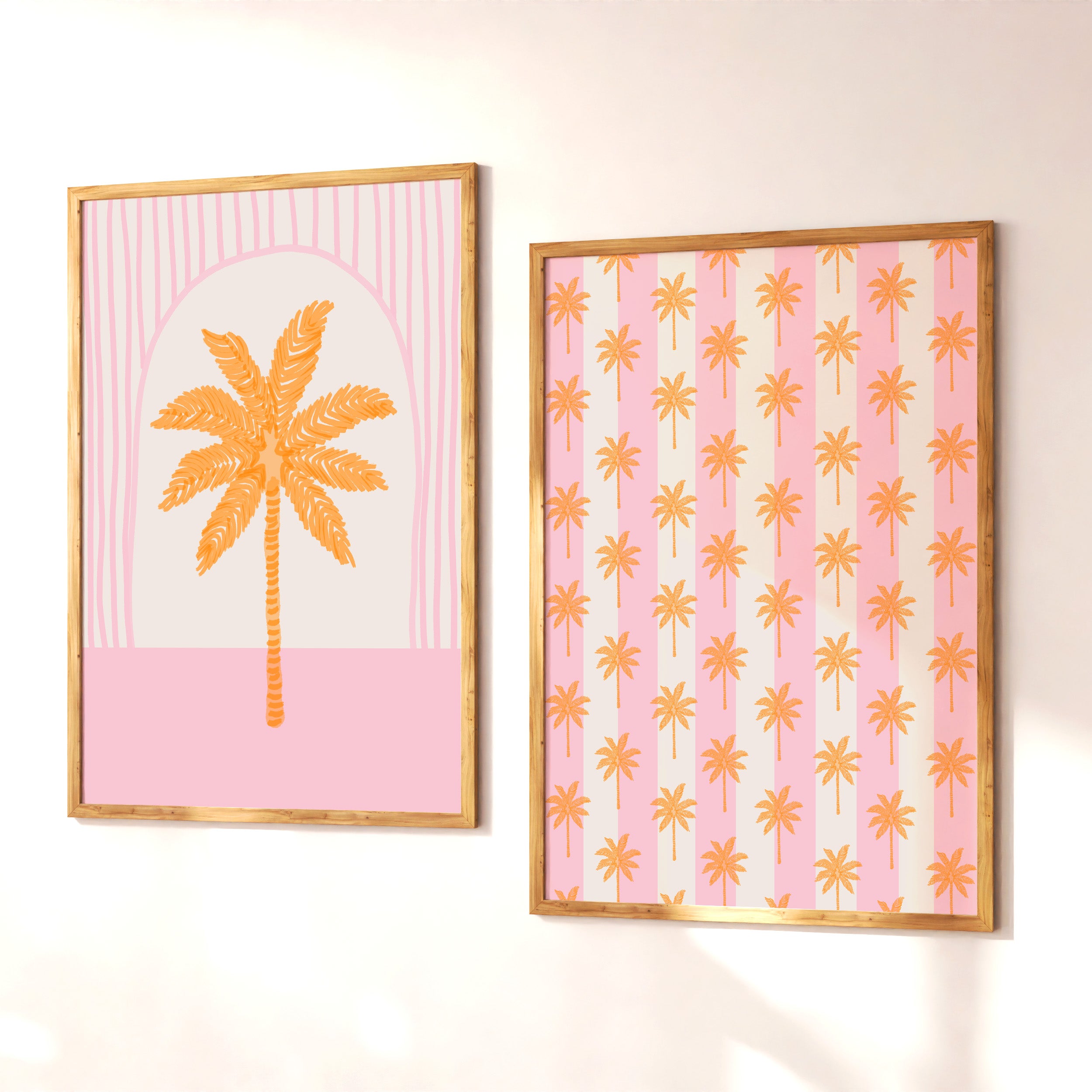 Palm Tree Stripe in Pink & Orange