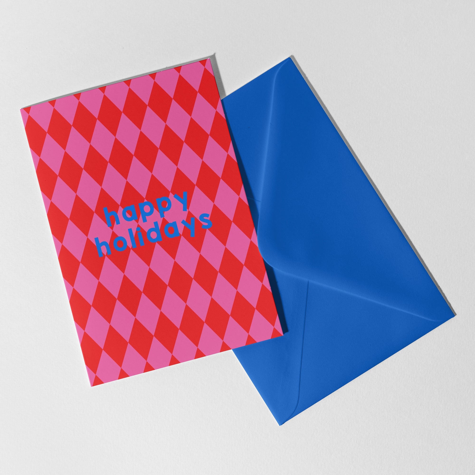 Red & Pink Happy Holidays Christmas Card