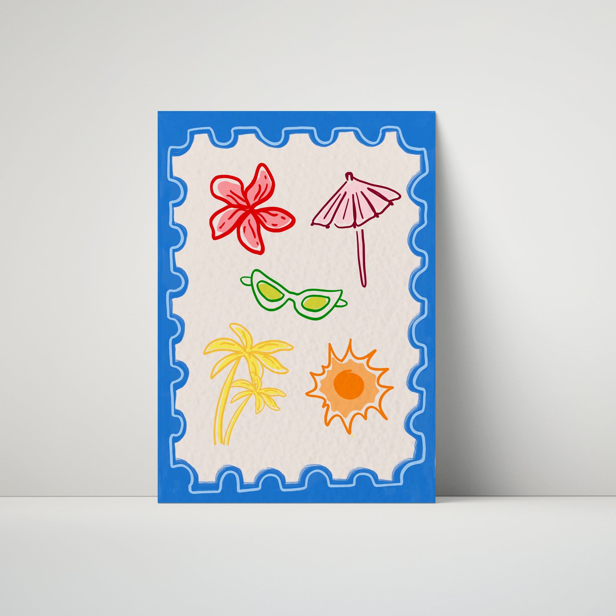 Blue Postcard Print