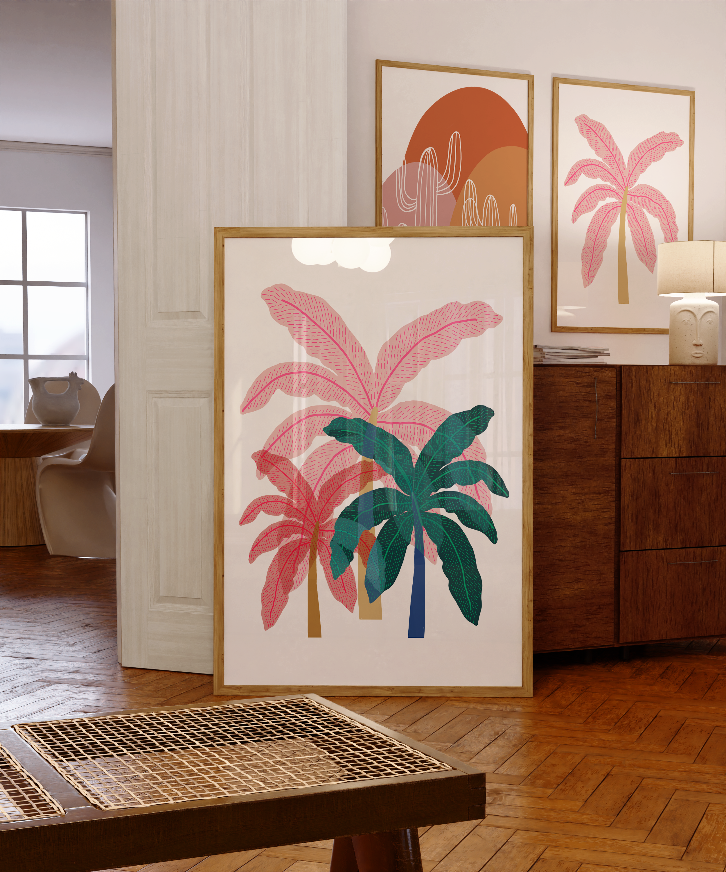 A Trio of Palms (Pink)